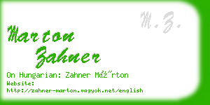 marton zahner business card